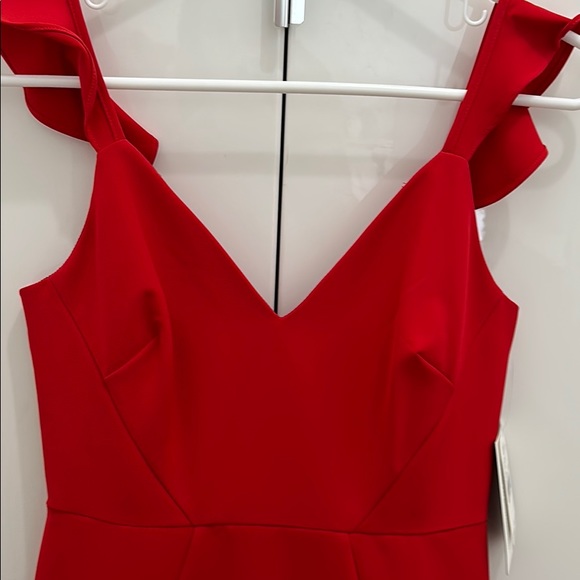 Red Crepe Cocktail Dress - Picture 5 of 5